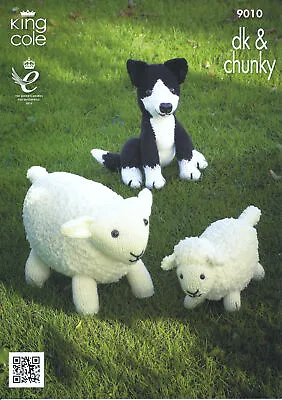 King Cole Double Knitting DK Cuddles Pattern 9010 Sheep Lamb Sheepdog Toy Teddy • £3.99