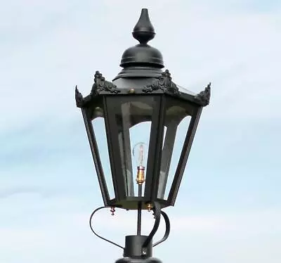 Black Hexagonal Victorian Style Lantern Or Replacement Lamp Post Top - 87cm • £187.50