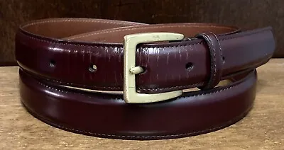 Coach 5934 Polished Cowhide Leather Men’s Belt Sz 36 1”Wide Burgundy Brown Brass • $24