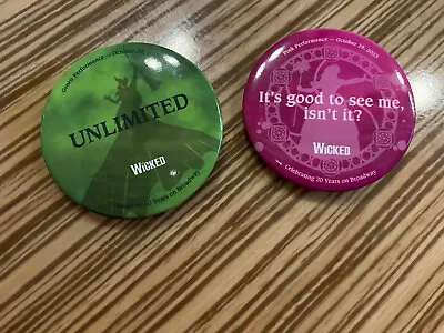 Elphaba And Glinda Buttons 29th Anniversary Broadway Musical Wicked • $49