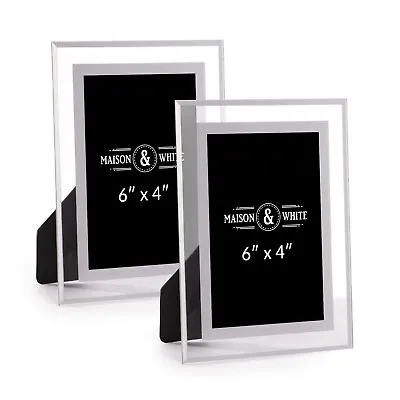 £9.99 • Buy Glass Photo Frame 6x4 Clear Freestanding Picture Frames X2 Home & Office | M&W