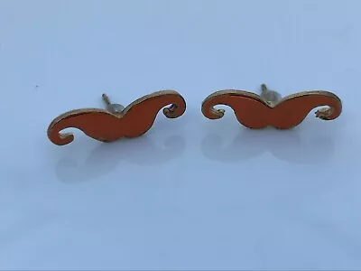 Women Earrings Orange Mustache Earrings • $1.99