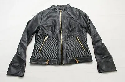 Lock And Love Women's Dressy Vegan Leather Biker Jacket CD4 Black Large  • $24.69