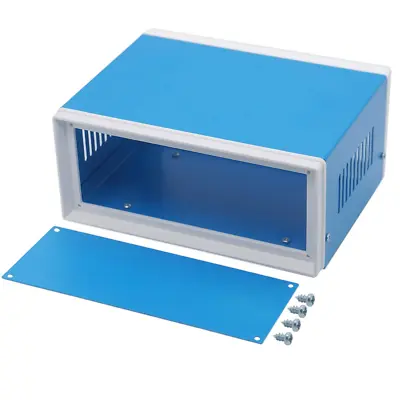 Electronic Enclosures Blue Metal Enclosure Project Case DIY Box Junction Case En • $24.87