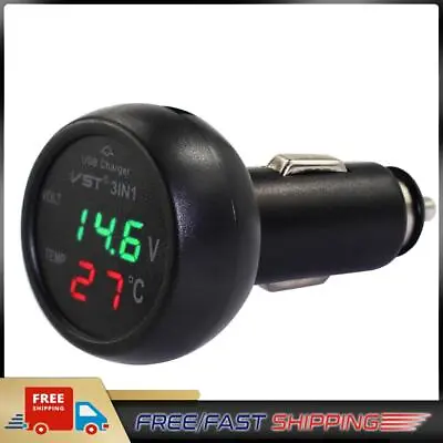 3 In 1 Car Voltmeter Thermometer 12V 24V Multifunctional Adapter (Red Green) • £6.72