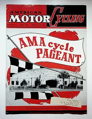 1953 March American Motorcycling Motorcycle Magazine Racing Harley Indian • $27.97