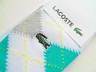 UK Foot 3.5-6.5 (Eu 36-40) LACOSTE Size 4 White Grey Mens Croc Logo SOCKS Lac4 • £25