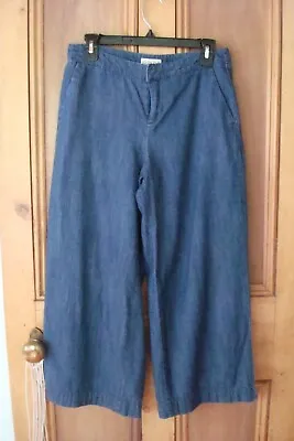 Merona Size 4 Wide Leg Blue Denim Soft Thin Capri Relaxed Palazzo Cropped • $15