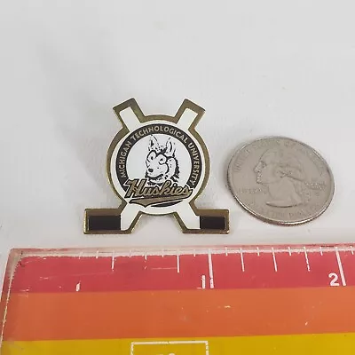 Vtg Michigan Tech University Huskies Hockey  Lapel Pin Enamel WCHA • $24.99