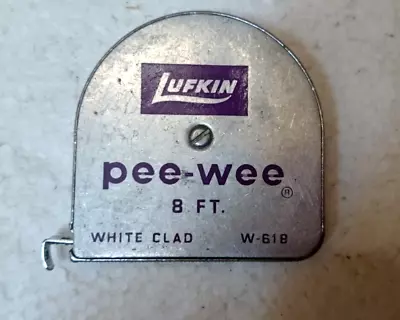 Vintage LUFKIN PEE-WEE 8 FT TAPE MEASURE White Clad Metal • $5