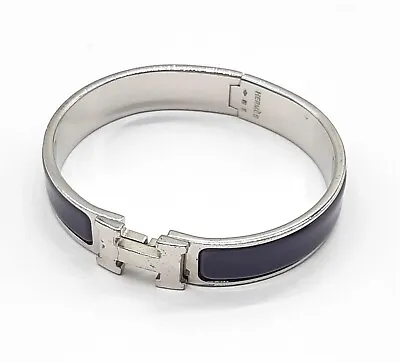 Hermes Enamel Bracelet Clic H Bangle Purple With Box Authentic • $248