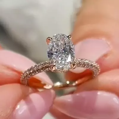 £149.13 • Buy 2.78 TCW Oval Cut D Color Moissanite Engagement Ring 14K Rose Gold Plated