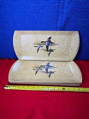 1950's MID-CENTURY MODERN HASKO LAP TRAYS SET OF 8 FLYING DUCKS AA-184 • $3.99