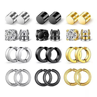 12 Pairs Stainless Steel Magnetic Stud Earring Women Men Non-Piercing Clip On US • $16.99