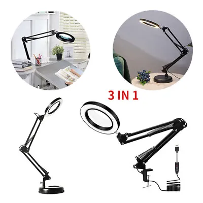 £8.62 • Buy 8Pcs Magnifier LED Desk Lamp Stand Clamp Beauty Magnifying Light Foldable Black