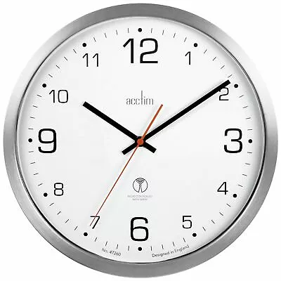 Acctim Atomik Titanium White Radio Controlled Silent Energy Efficient Wall Clock • £46.83