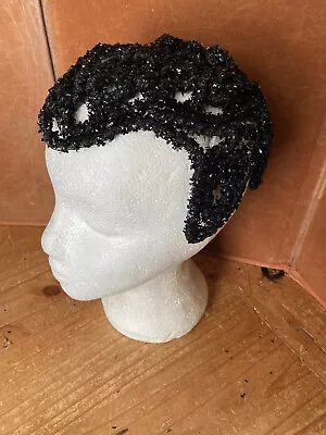 £12 • Buy Vintage 50s 60s Headpiece Black Close Head Form Shape Almost 30's Black