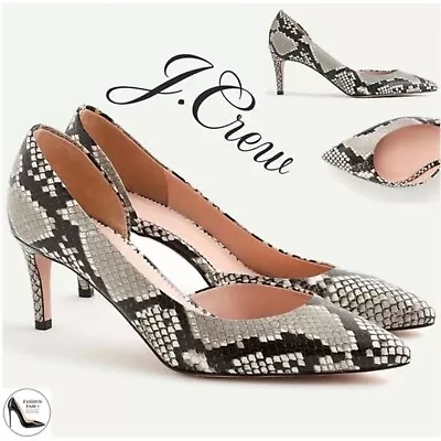 J.Crew Lucie Colette Snake Embossed Leather Pumps Pointed Toe Animal Print Heels • $77