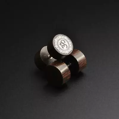£8.99 • Buy Wooden Fake Ear Stretcher Plugs | Palm Wood Fake Gauge Plug Om Mani Bone Inlay