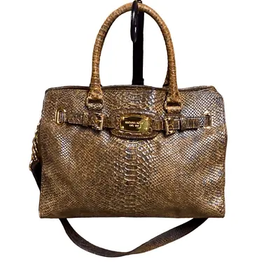 Michael Kors Hamilton Brown Python Snakeskin Leather Bag • $100