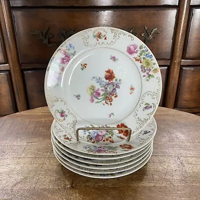 SGK Moriyama Set Of 7 Dresden Flowers Style Salad Or Dessert Plates 7 1/4” • $59