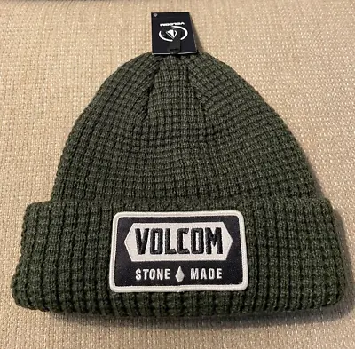 Volcom Shop Beanie Waffle Knit Drk Green  *nwt* • $27.95