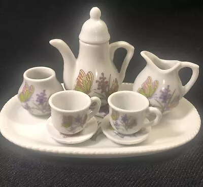 Royal Norfolk Mini Porcelain Child's Play Tea Set 9 Piece Butterflies & Flowers • $16