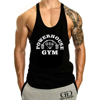 Men Tank Tops Sleeveless Y-Back Shirts Gym Stringer Bodybuilding Fitness T-Shirt • $8.99