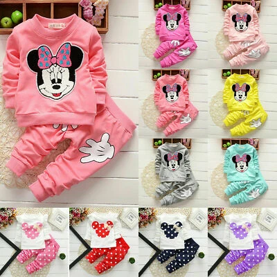 £11.32 • Buy Kids Girls Casual Minnie Mouse Clothes Set Long Sleeve T-Shirt Pants Outfits