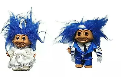 $34.95 • Buy 2 Vintage Russ Berrie Troll Dolls Jewish Wedding Tallis Blue Hair 5”