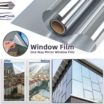£14.95 • Buy One Way Mirror Window Film Reflective Home Privacy Solar Tint Foil Glass Sticker