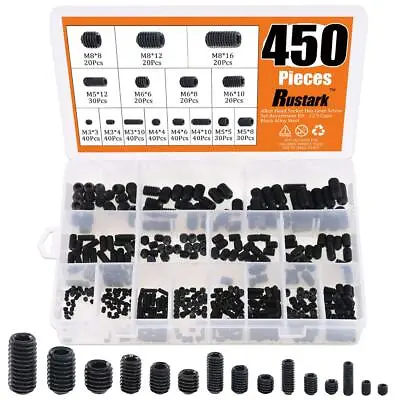 450Pcs M3/M4/M5/M6/M8 Allen Head Socket Hex Grub Screw Set Assortment Kit Wit • $15.94