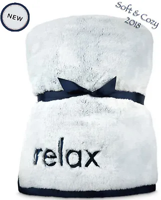 1 Bath & Body Works Gray White Fleece Or Cable Knit Navy Soft Cozy Relax Blanket • £71.24