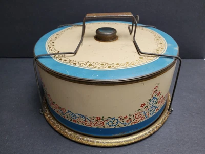 $17.79 • Buy Antique 1930s TIN CAKE CARRIER W Hinge Wire Closure Shabby Chic Vintage Piece