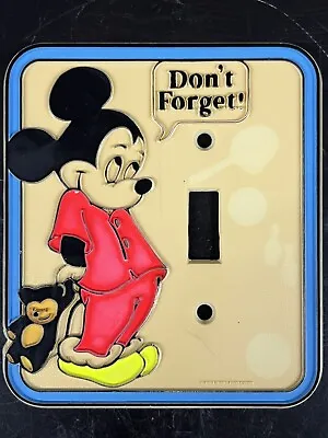 Vintage Disney Mickey Mouse Light Switch Cover Glow In The Dark 70s Cartoon • $18.99