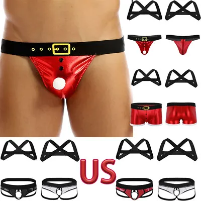 US Mens Sexy Christmas Body Chest Harness With Boxer Briefs Santa Clause Costume • $8.83
