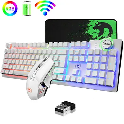 $45.98 • Buy Wireless Gaming Keyboard And Mouse Set LED Backlit Mechanical Feel For PC Laptop
