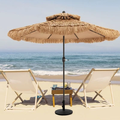 £95.99 • Buy 2.64M Thatched Tiki Umbrella 2 Tier Hawaiian Style Hula Patio Beach Parasol 