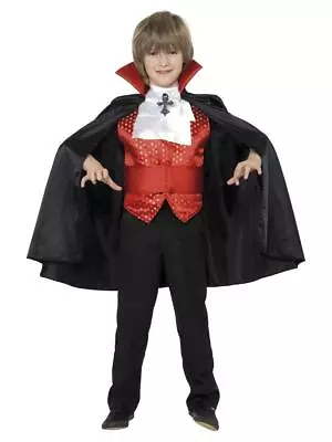 Child Dracula Vampire Kids Halloween Fancy Dress Costume And Face Paint • £6.65