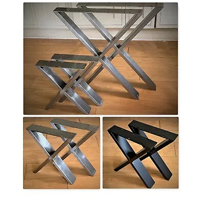 £89.95 • Buy 2 X  Metal/Steel/Black Table Legs Bench Legs Cross Legs Industrial UK Designer