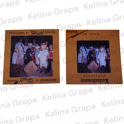 2/Lot 1969 Kids Teens Trick-or-Treat Halloween 35mm Photo Slide Astronaut Lion • $9.49