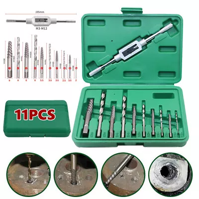 11pcs Damaged Broken Screw Extractor Drill Bit Bolt Stud Remover Easy Out Set UK • £8.49