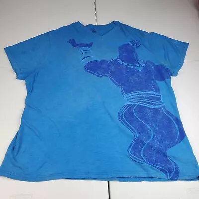 Disney Aladdin Shirt Mens Sz XXL Blue Disneyland Parks V Neck Will Smith Genie  • $14.99