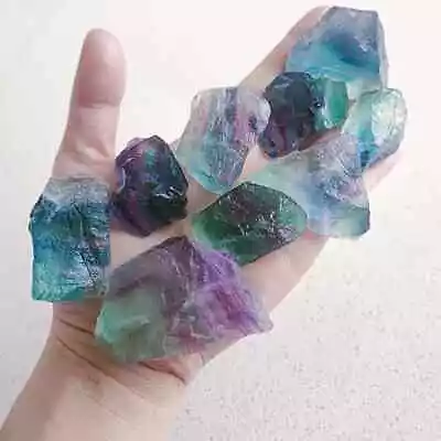 3Pcs Natural Raw Rough Rainbow Fluorite Pocket Rocks Crystal Mineral Specimens • $11.90