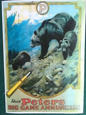 Peters Ammunition Advertising Poster Big Game Hunting Mother Bear And Cubs • $7.50