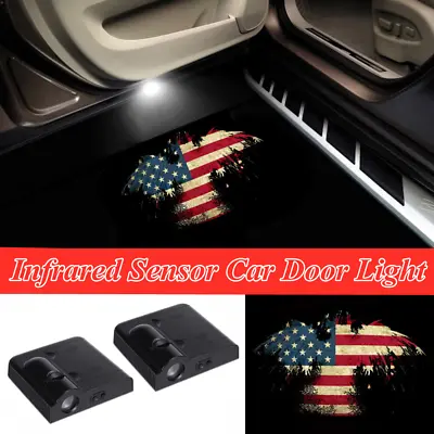 $18.99 • Buy 2Pcs LED Car Door American Eagle US Flag Logo Welcome Projector Shadow Light