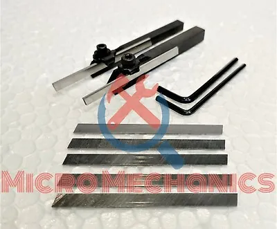 COMBO OF MINI LATHE PARTING CUT OFF TOOL HOLDER 10MM & 8MM SHANK + 7x HSS Blade • $26.50