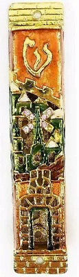 Enamel Painted Mezuzah Case With Hand Set Swarovski Crystals (13) • $24.95