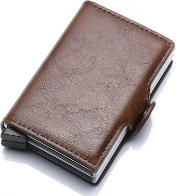 Credit Card Holder Leather Slim Wallet RFID Blocking Pop Up Aluminum Card Case H • $20.79