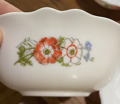 Vtg Milk Glass Cereal Bowls ARCOPAL France PARADISE Coupe Orange White Flowers • $24.75